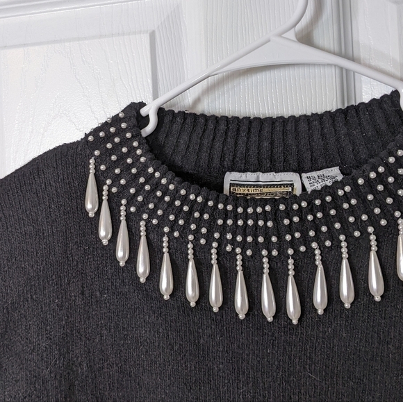 NWT Vintage 80s Anytime Glitz Silk and Angora Beaded Embellished Sweater Size M - Picture 6 of 9
